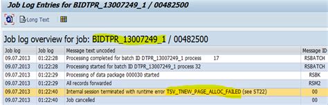 Sap Error Tsv_Tnew_Page_Alloc_Failed