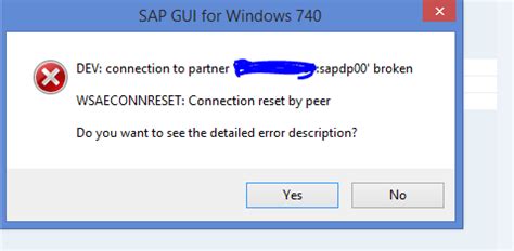 Sap Error Wsaeconnreset Connection Reset By Peer