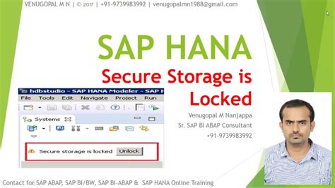 sap hana studio secure storage is locked