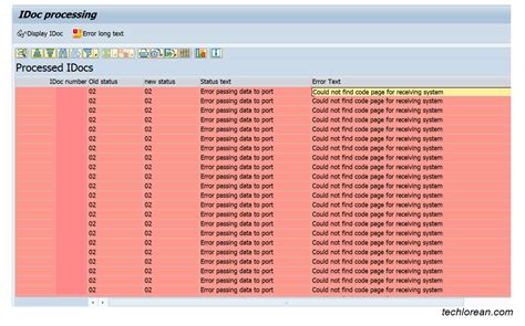 Sap Idoc Error Message Table