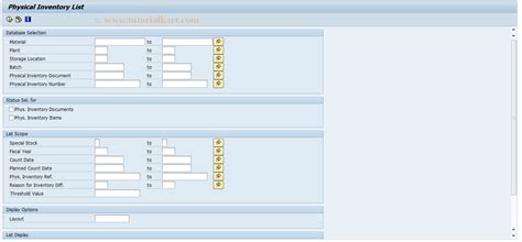 sap physical inventory list tcode