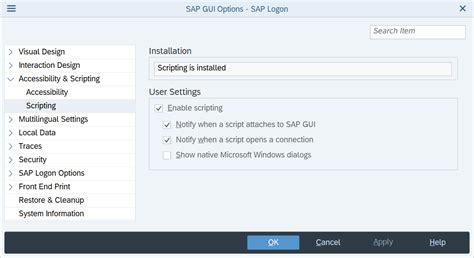 sap scripting support is not installed