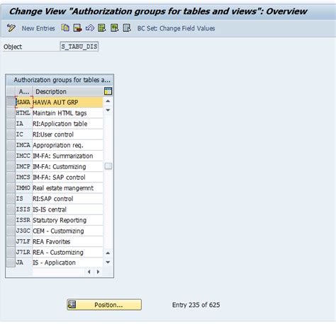 Sap Table Authorization Group