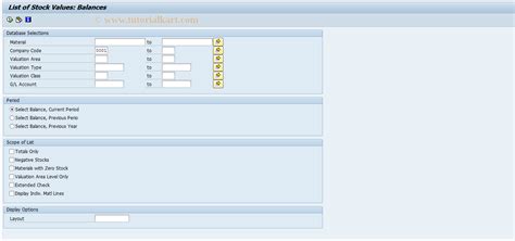 sap tcode list of stock values