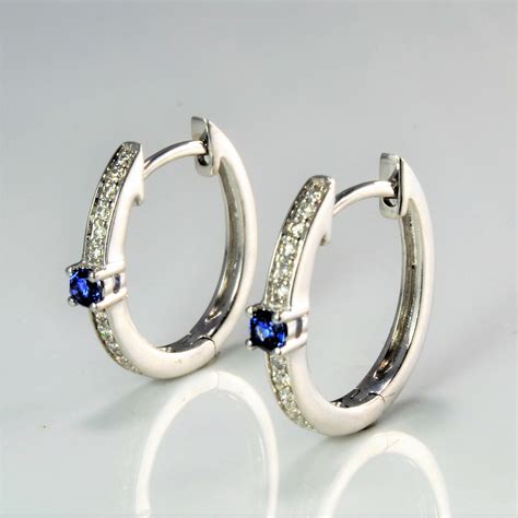 sapphire and diamond earrings silver