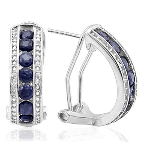 sapphire and diamond earrings silver