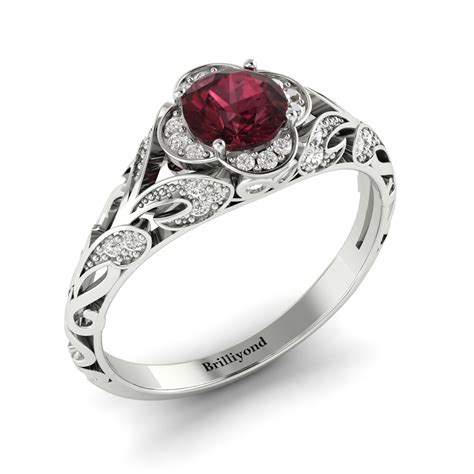 sapphire and garnet engagement ring