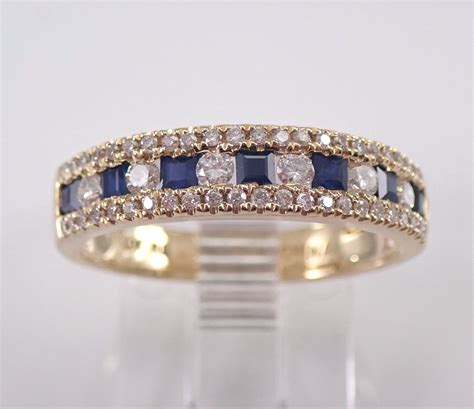 Beautiful Sapphire and Diamond Wedding Ring Band for Her in White Gold