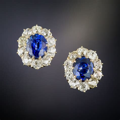 sapphire earrings with diamond halo