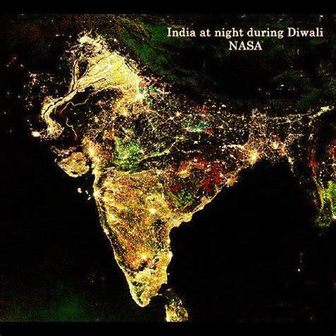 satellite map of india on diwali night