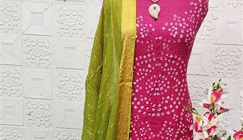 Designer Printed Bandhani Satin Dress Material at Rs 400