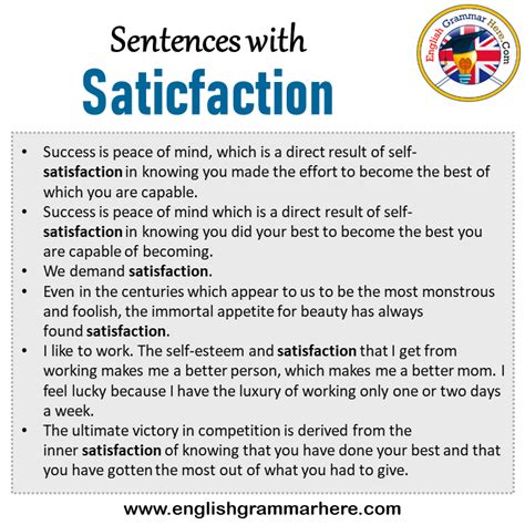 satisfaction example sentence