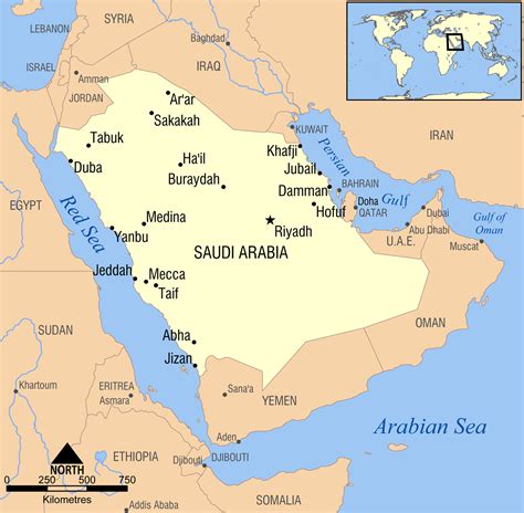 Map of Saudi Arabia (Country) WeltAtlas.de