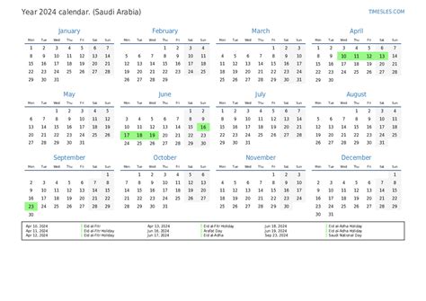 saudi calendar 2024 with holidays pdf