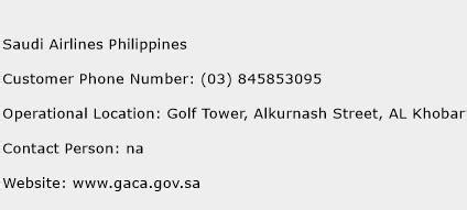 saudia airlines philippines contact number