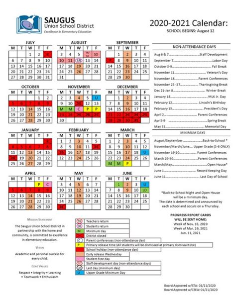 Saugus Union School District Calendar