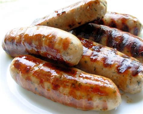 Sausages on a British breakfast plate