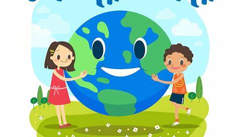 Save Planet Earth Cartoon Children Saving Concept Set Vector Image