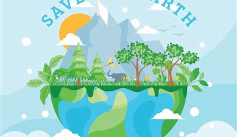 Save the world theme with earth and leaves 430700 Vector