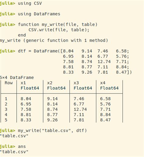 save dataframe to csv julia