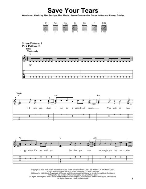 save your tears the weeknd guitar chords