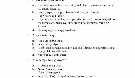 SOLUTION: Share mga sawikain at salawikain - Studypool