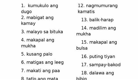 Quiz#3 filipino 1st quarter - I. Tukuyin ang kahulugan ng mga sawikain
