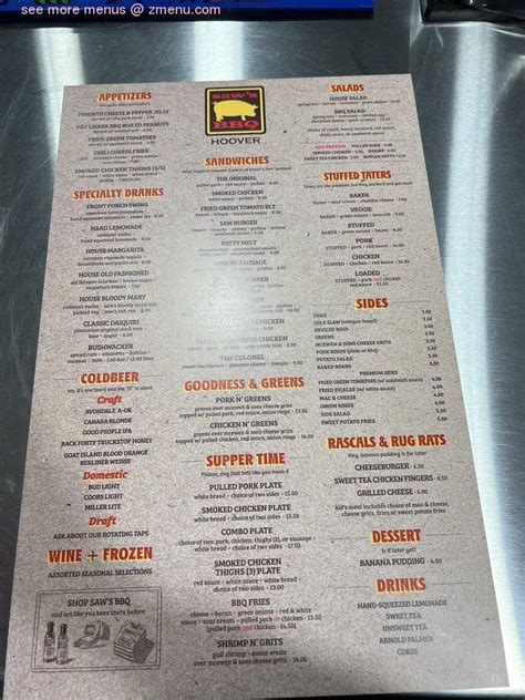Saws Grand River Menu