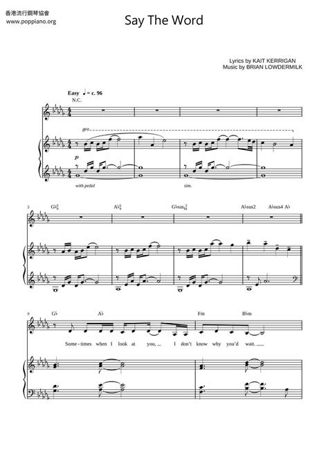say the word sheet music pdf