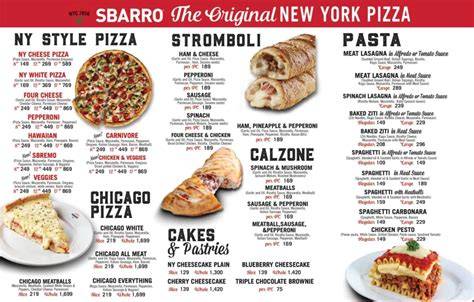 Sbarro New York Pizza Menu, Menu for Sbarro New York Pizza