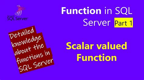 scalar valued user defined function in sql