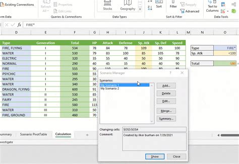 Excel Scenario Manager Tool