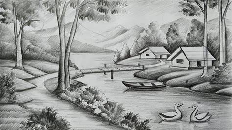 Landscape Pencil Drawing at Explore collection of Landscape Pencil Drawing