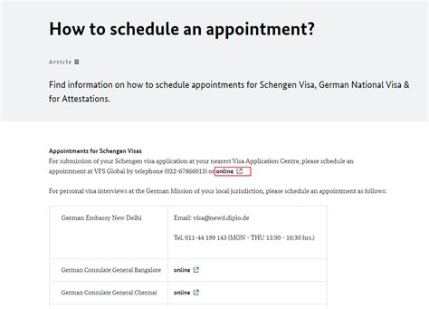 schedule an appointment germany