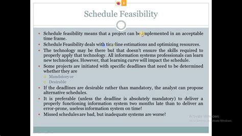schedule feasibility in system analysis and design
