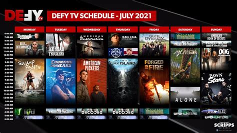 schedule for defy tv
