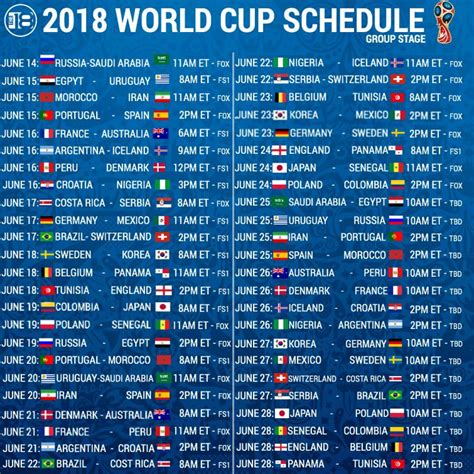 schedule for world cup