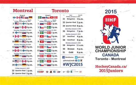 schedule for world junior hockey