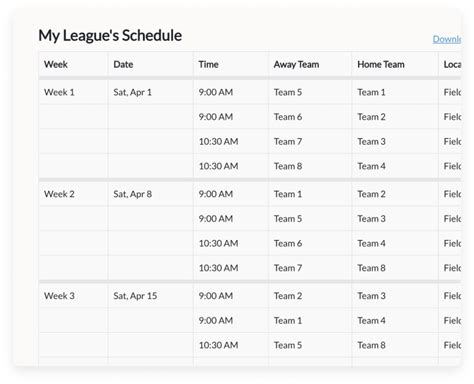 schedule maker for sports