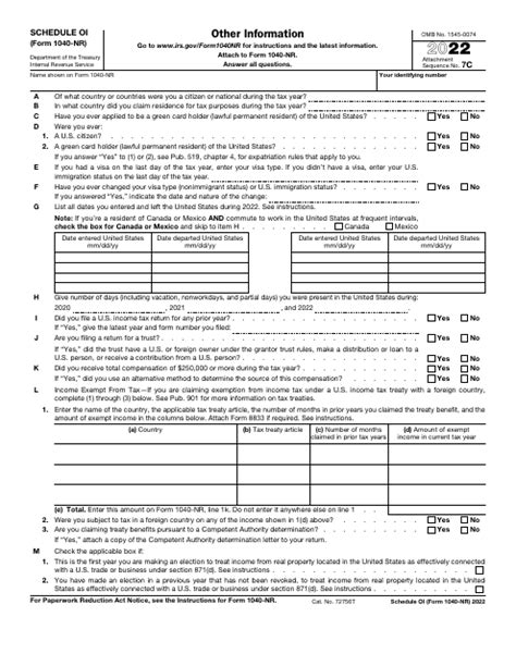 schedule oi form 1040 nr 2022