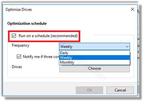 Setting jadwal otomatis defrag
