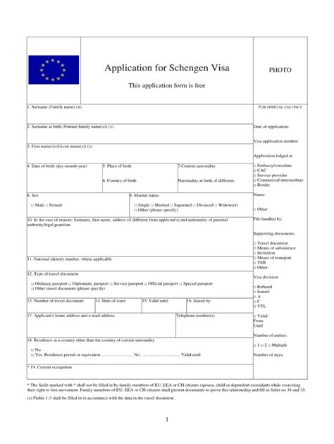schengen visa application form spain