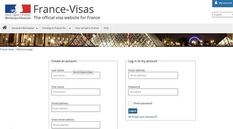 schengen visa application france login