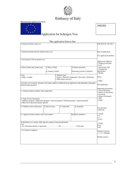 schengen visa application from italy
