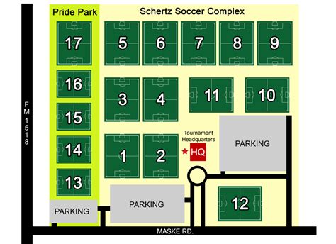 Schertz Soccer Complex Field Map