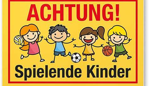 Schild Achtung! Spielende Kinder Warnschild Alu Verbund 3mm 40X60cm Art