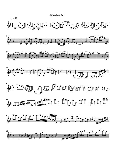 schindler's list music sheet violin free