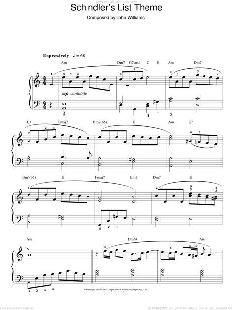 schindler's list piano sheet music