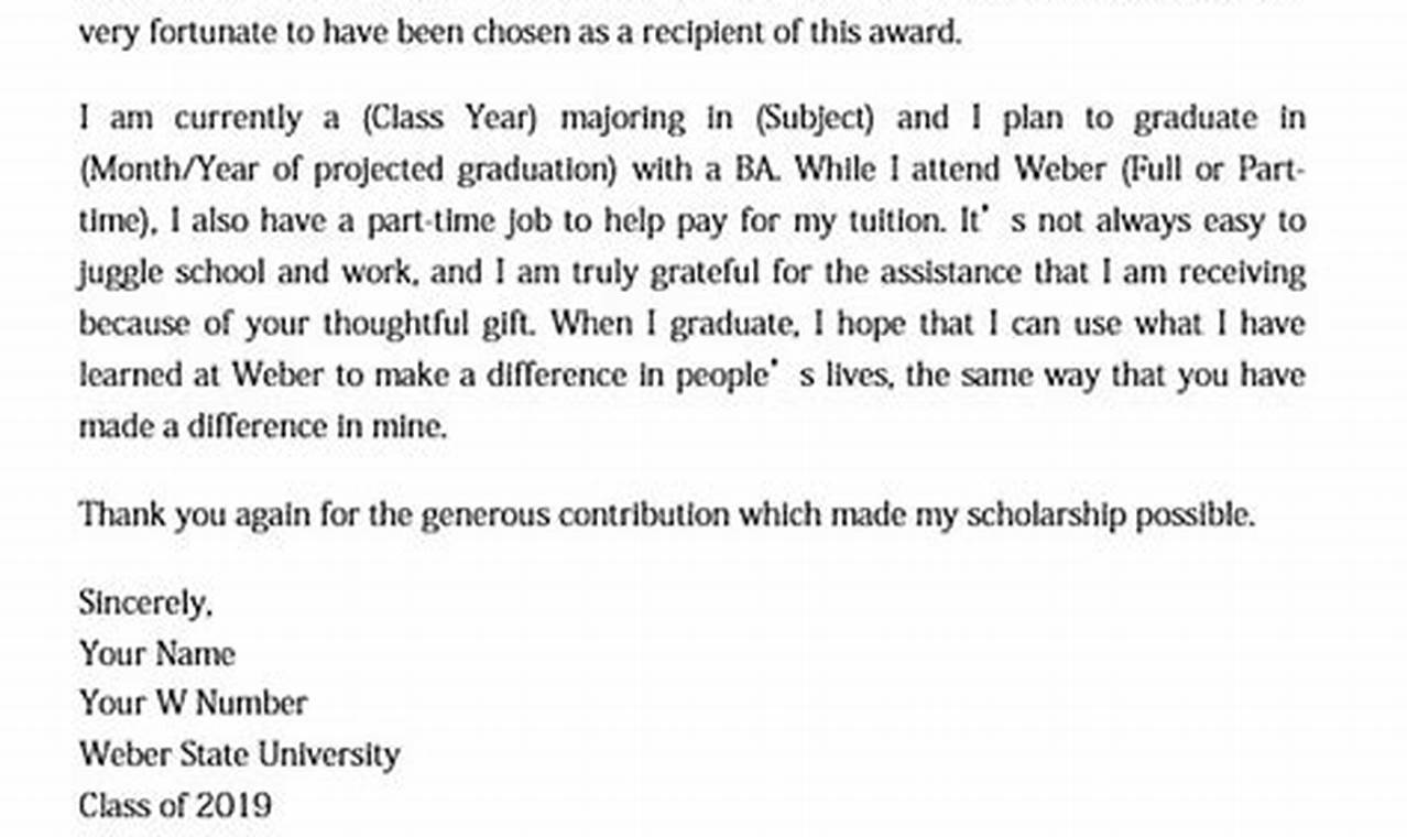 scholarship thank you letter samples