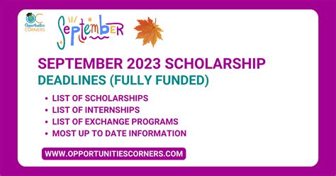 scholarship deadline september 2023